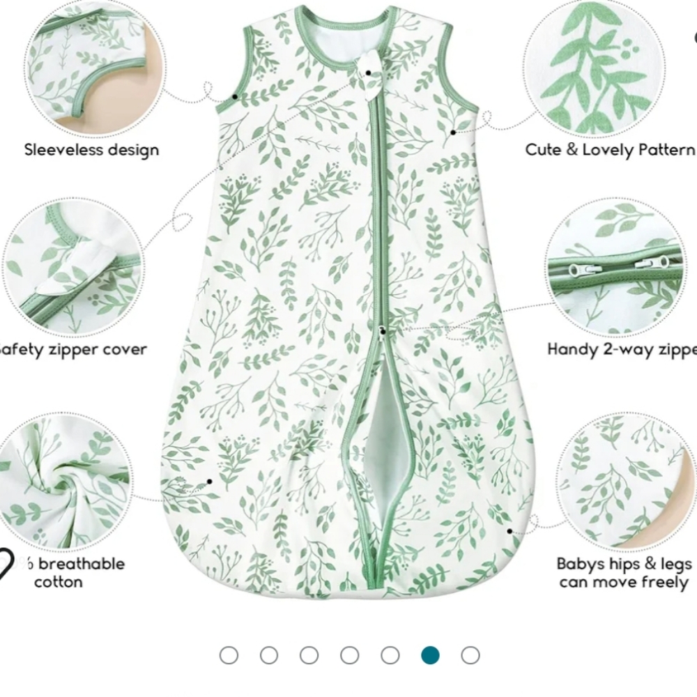 Baby sleep sack 12-18 month in beautiful green and white wearable blanket 100% c